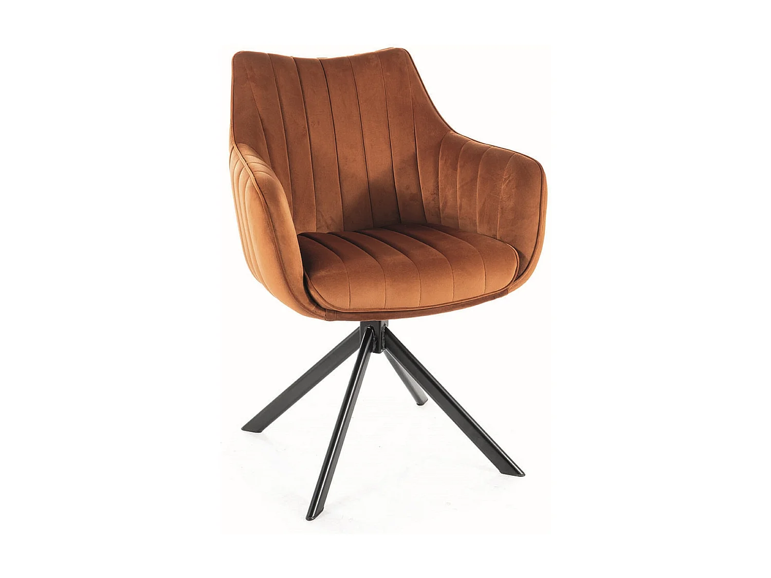 Chaise de salle à manger pivotante à 180° velours et acier noir Binka-Couleur Orange brûlé