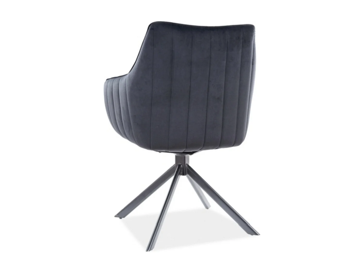 Chaise de salle à manger pivotante à 180° velours et acier noir Binka-Couleur Orange brûlé