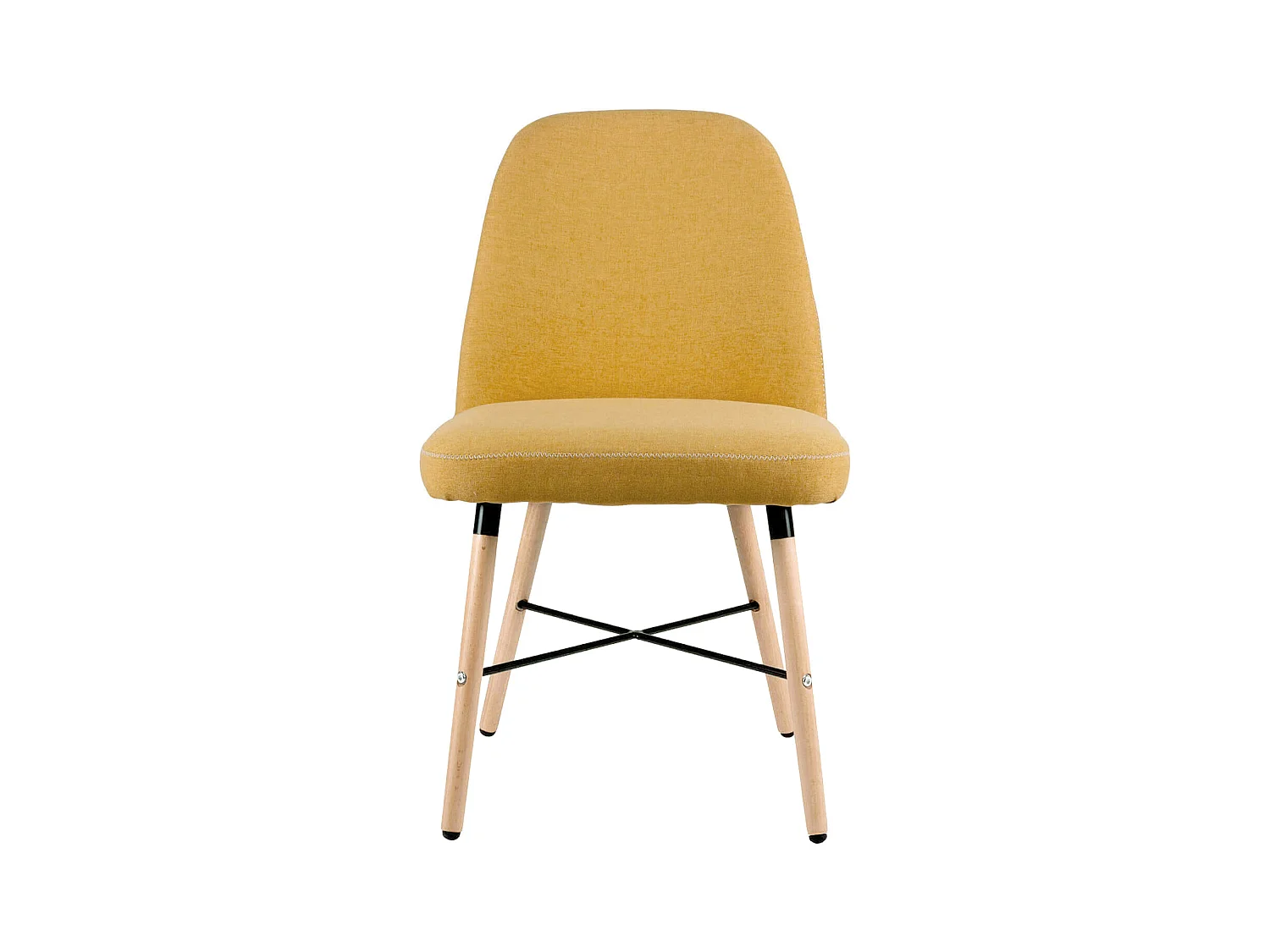 Chaise style scandinave en bois de hêtre et tissu Otrika-Couleur Jaune curry