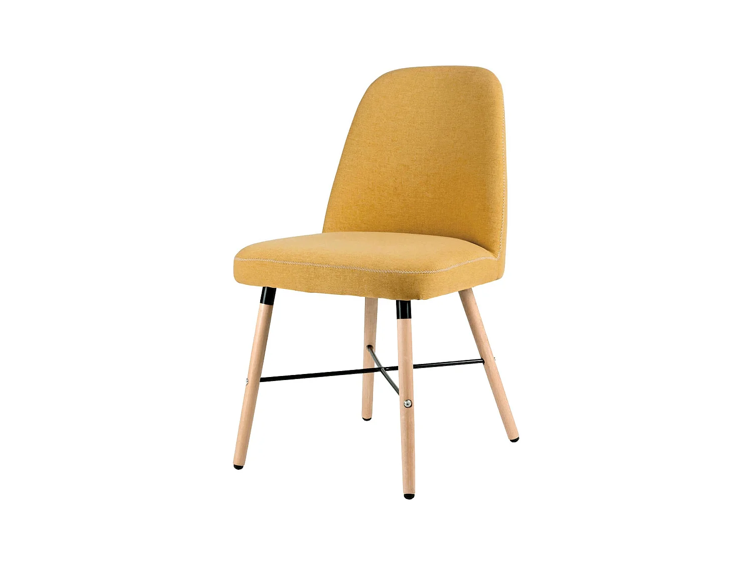 Chaise style scandinave en bois de hêtre et tissu Otrika-Couleur Jaune curry