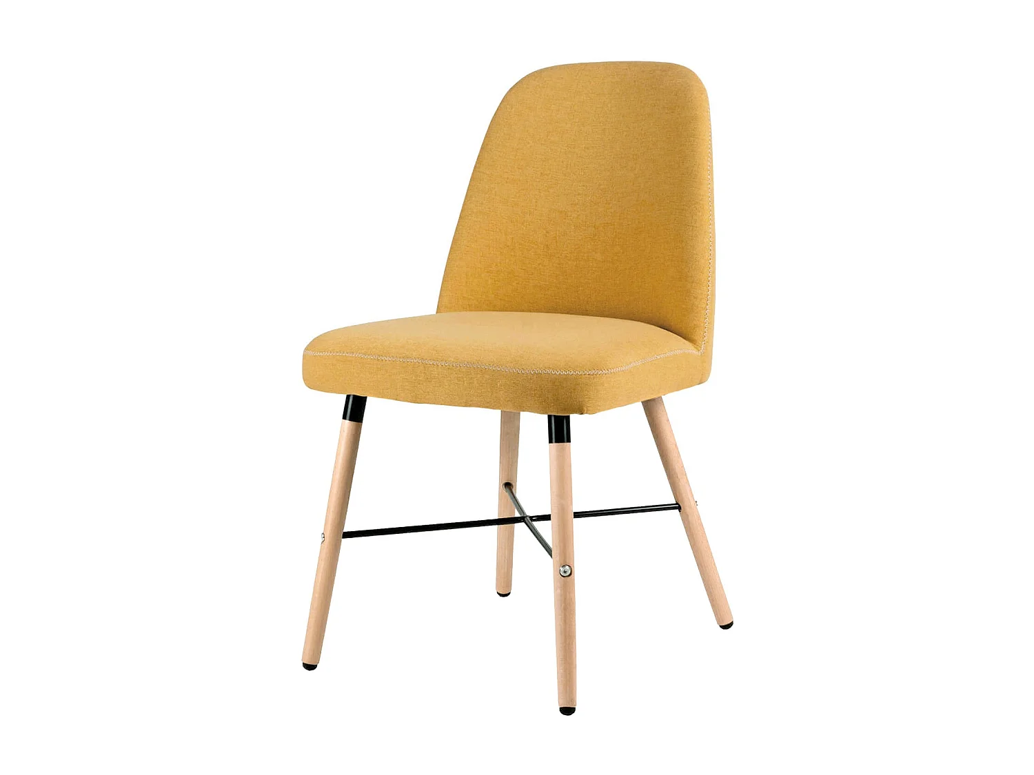 Chaise style scandinave en bois de hêtre et tissu Otrika-Couleur Jaune curry