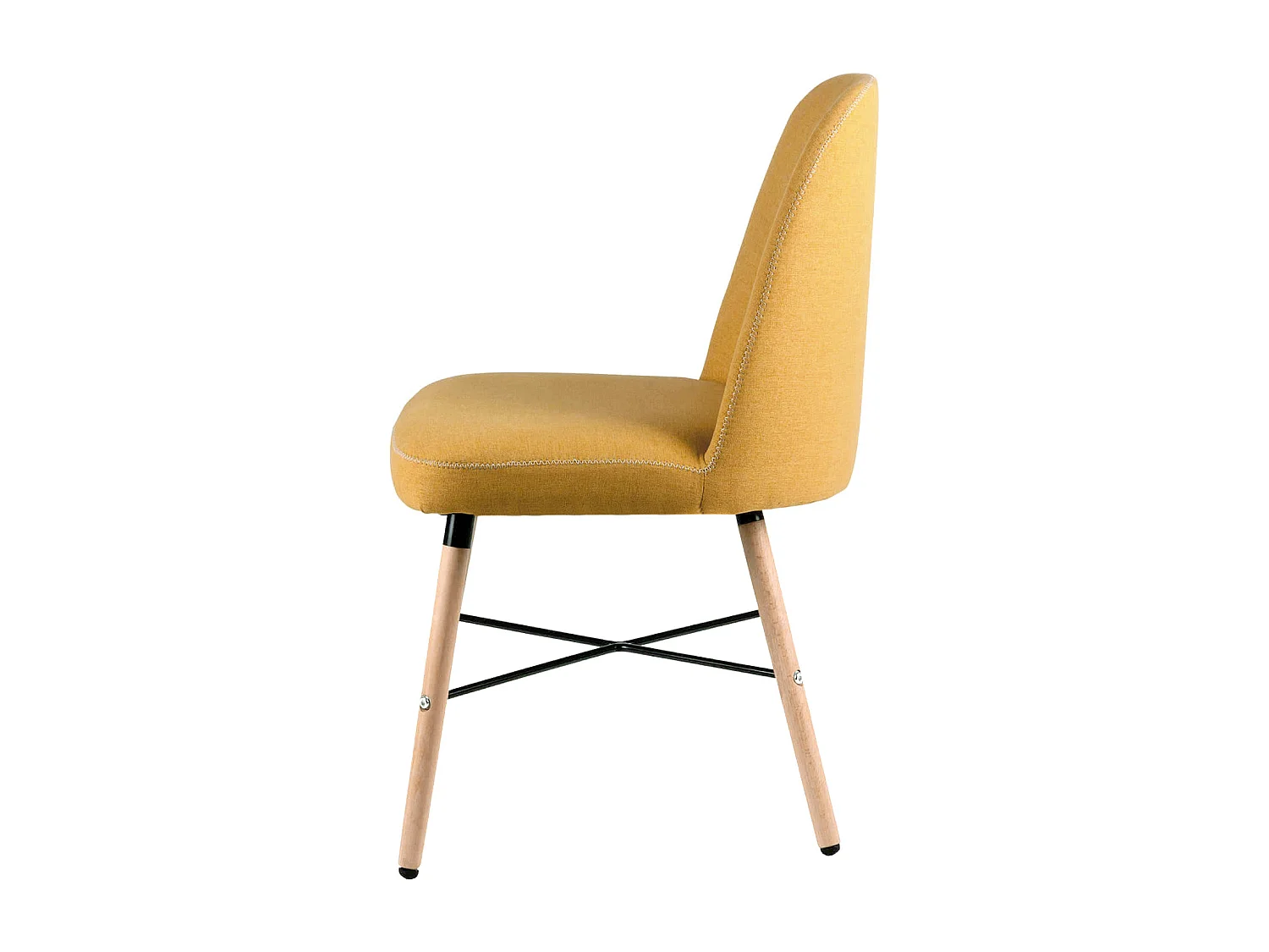 Chaise style scandinave en bois de hêtre et tissu Otrika-Couleur Jaune curry
