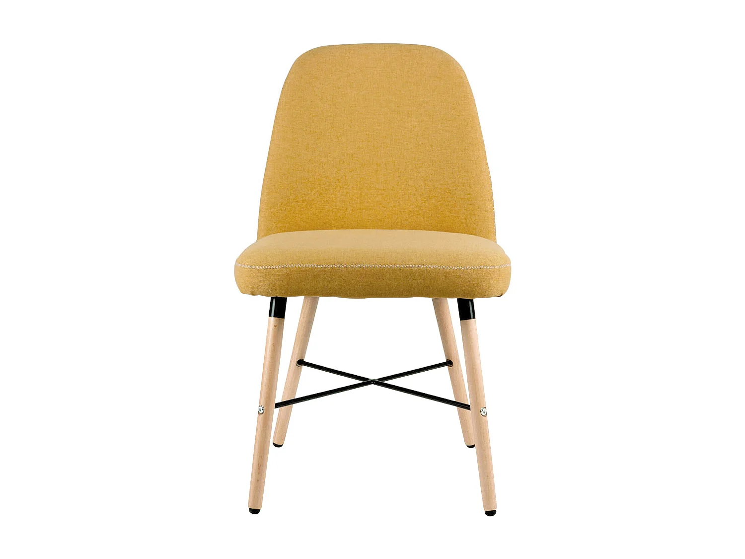 Chaise style scandinave en bois de hêtre et tissu Otrika-Couleur Jaune curry