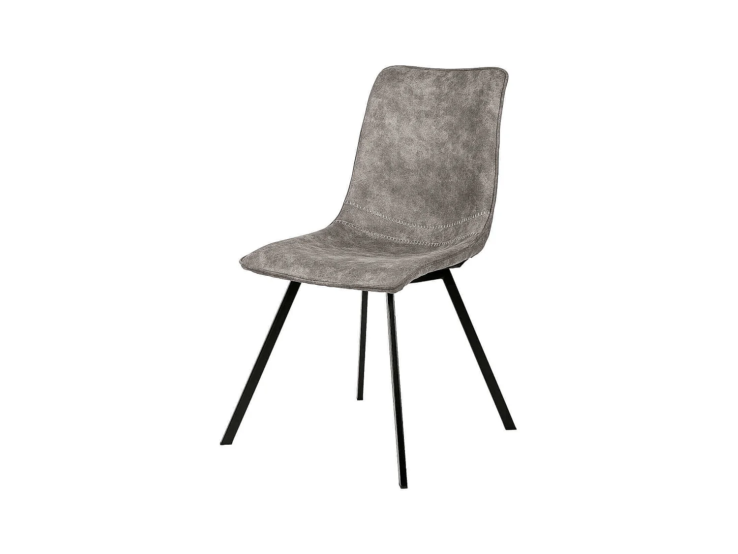 Chaise tissu imitation cuir gris clair et pieds métal noir Brika
