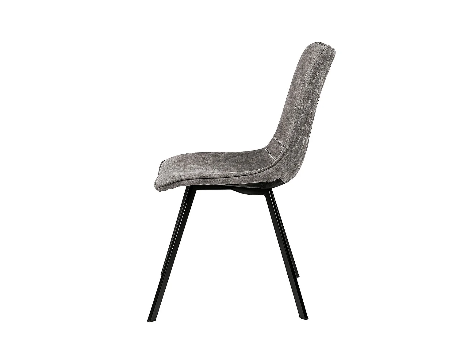 Chaise tissu imitation cuir gris clair et pieds métal noir Brika