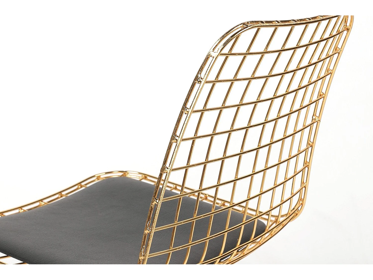 Originele goud metalen stoel en zwart lederen zitting Kliko - Set van 2