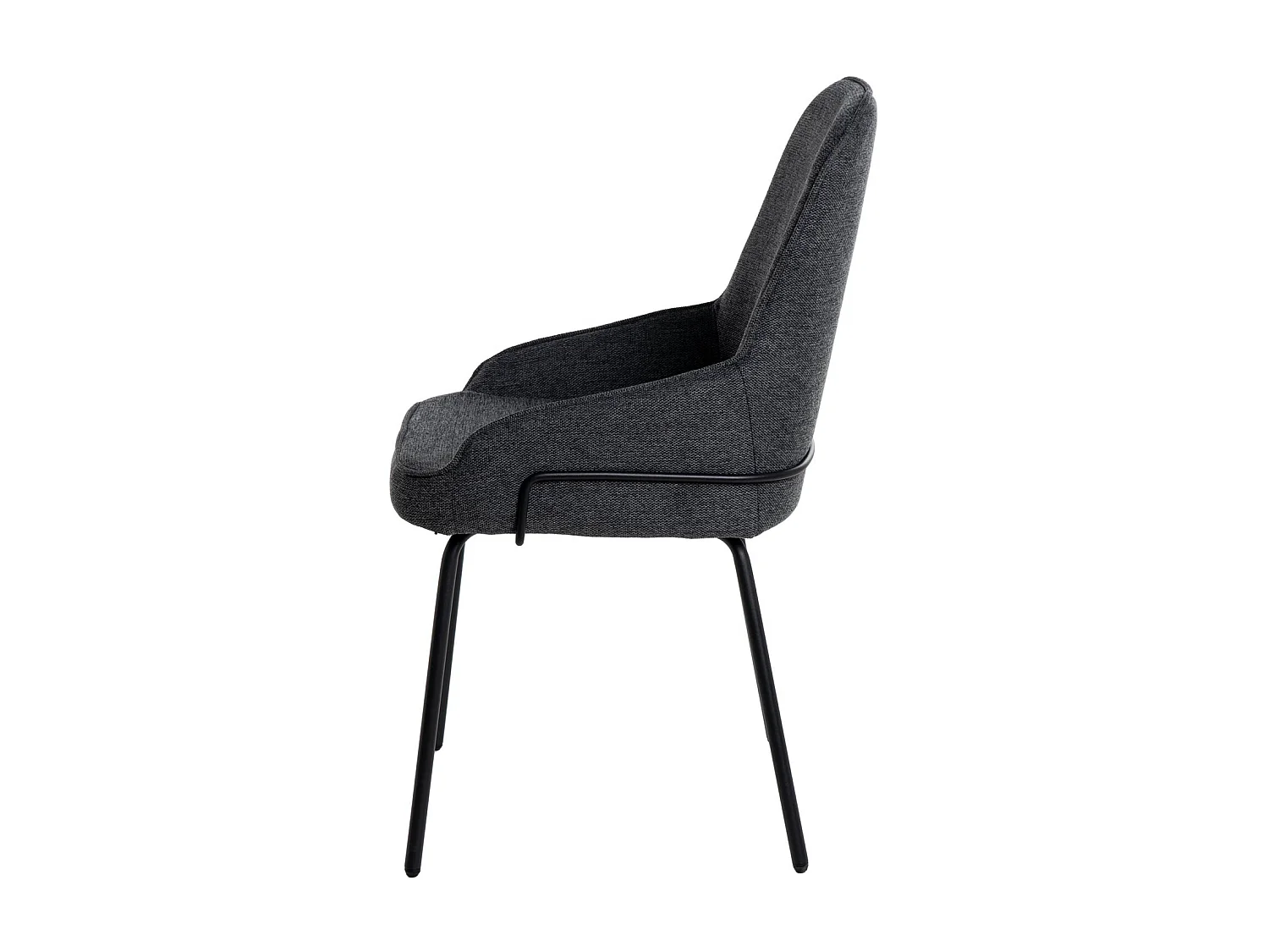 Chaise moderne tissu gris foncé et pieds métal noir Loven
