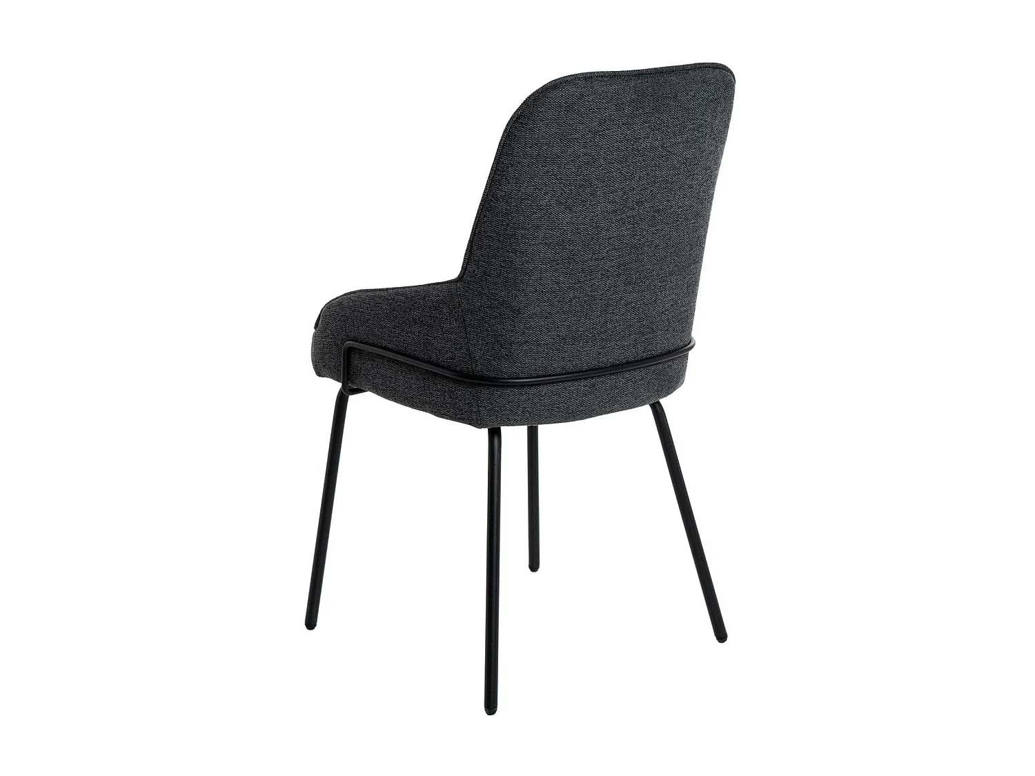 Chaise moderne tissu gris foncé et pieds métal noir Loven