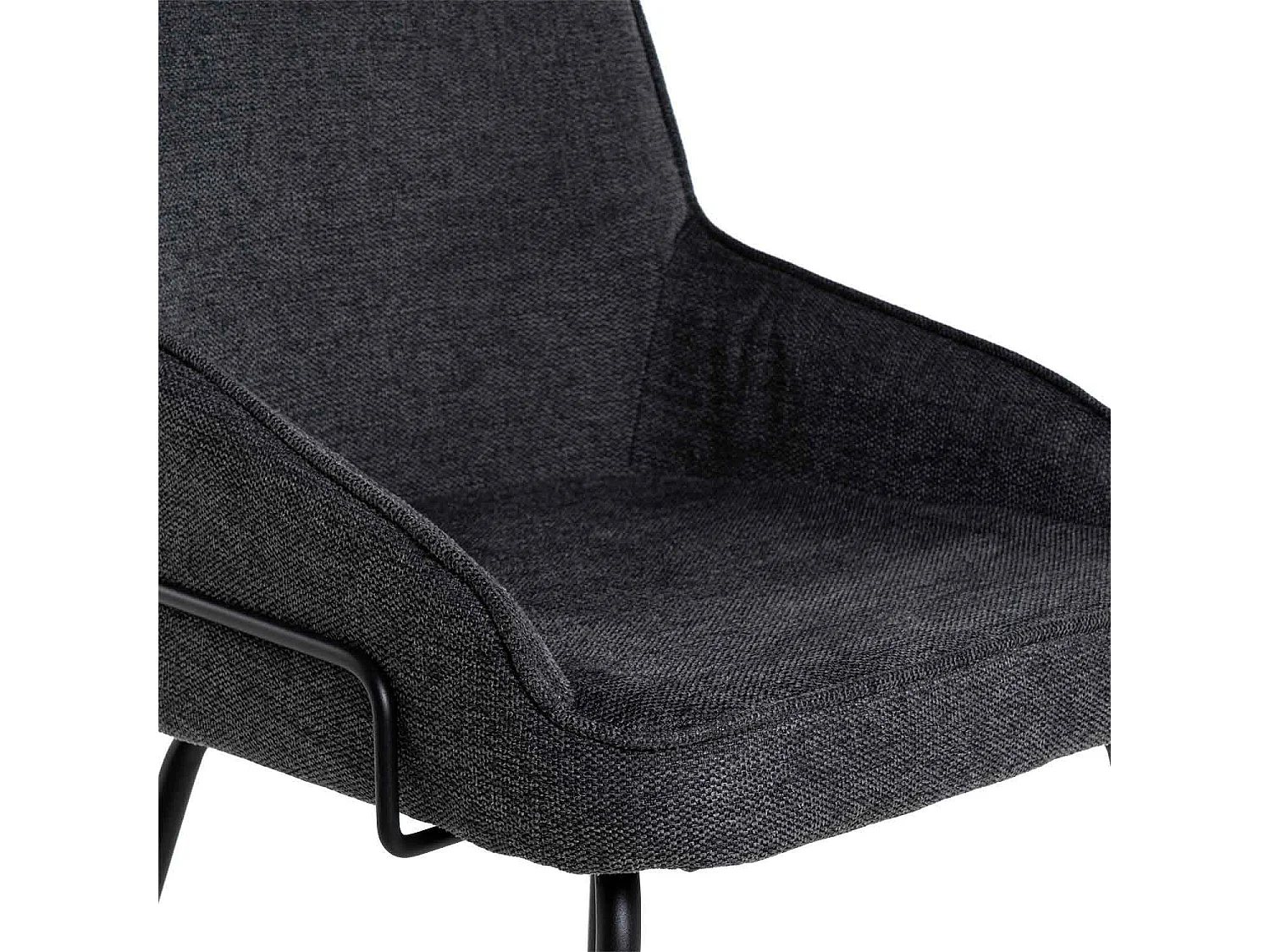 Chaise moderne tissu gris foncé et pieds métal noir Loven