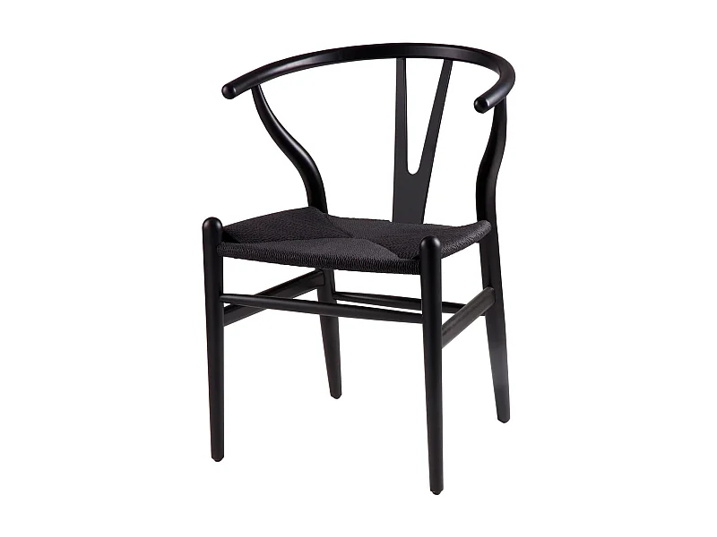 Chaise en bois d'orme et corde tressée Maya – Charme naturel et authenticité-Couleur Noir