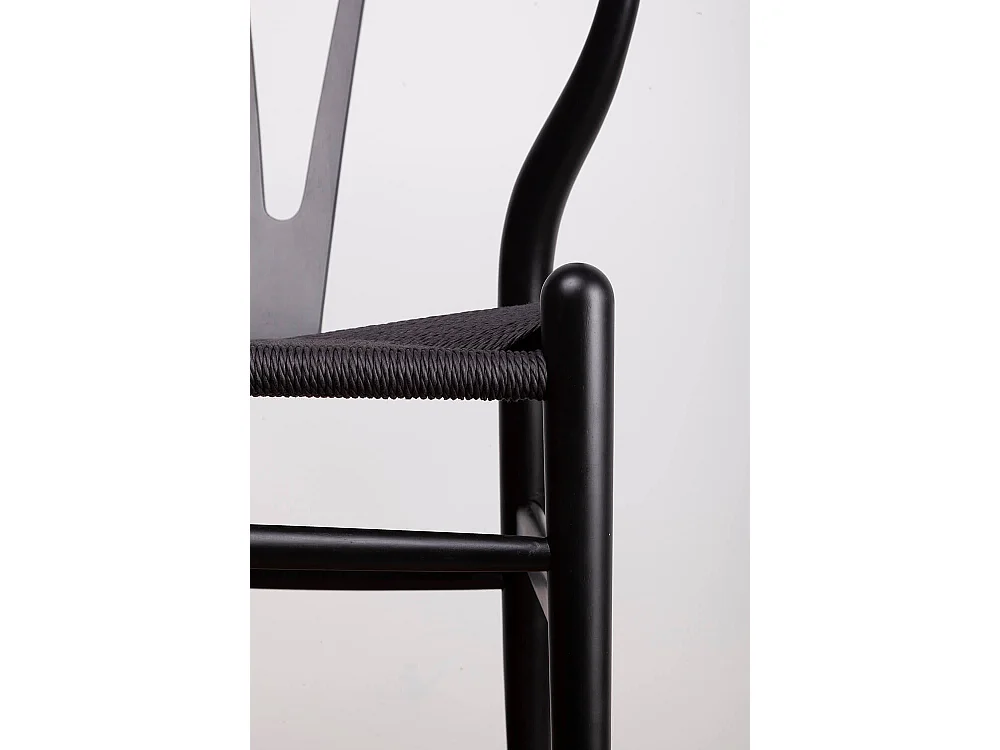 Chaise en bois d'orme et corde tressée Maya – Charme naturel et authenticité-Couleur Noir