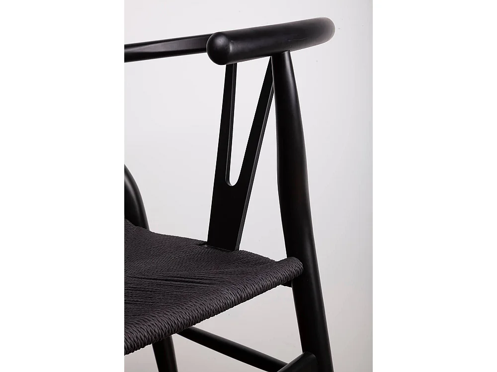 Chaise en bois d'orme et corde tressée Maya – Charme naturel et authenticité-Couleur Noir