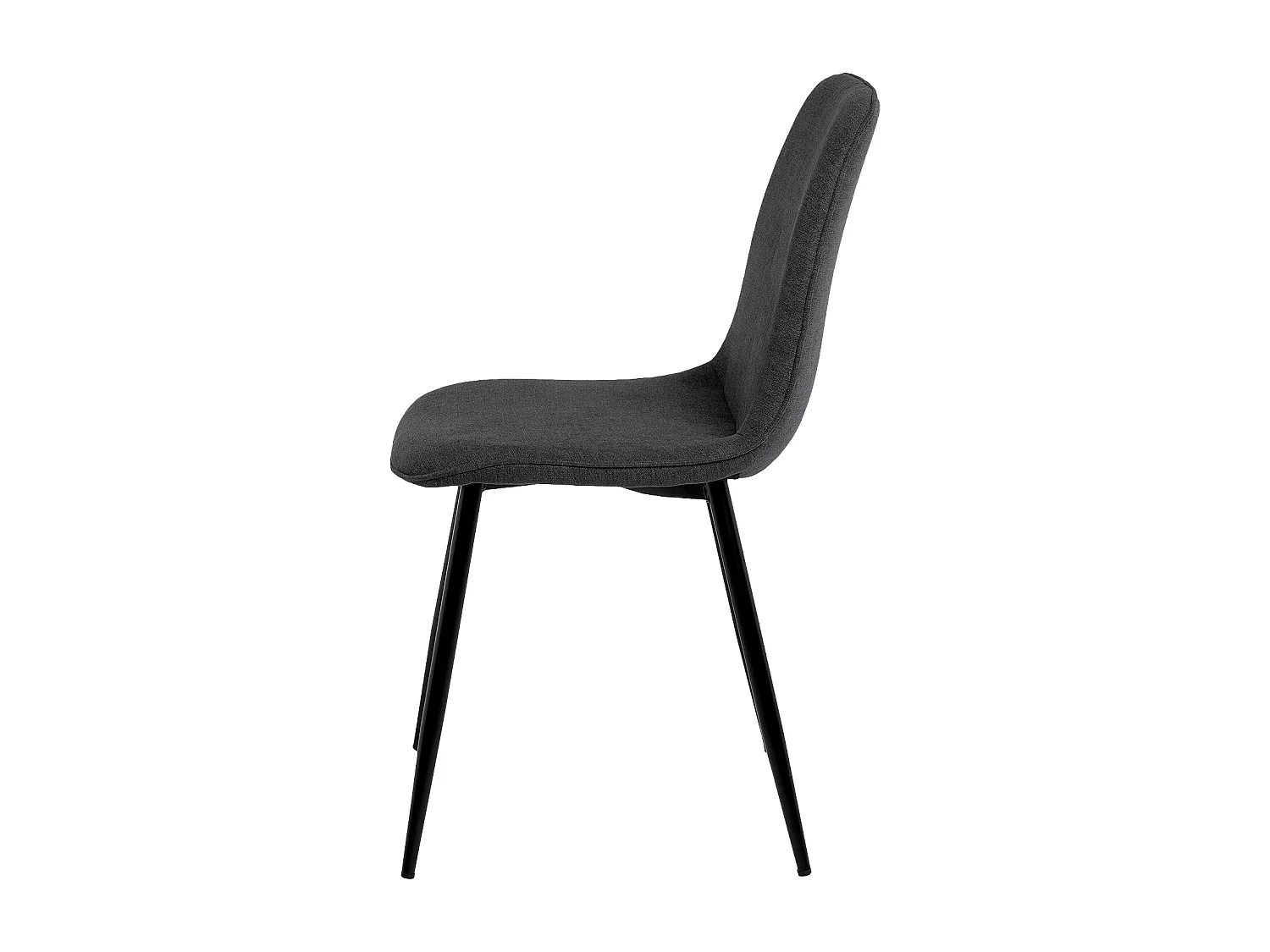 Chaise en tissu avec pieds en métal noir Klara – Lignes incurvées et élégance intemporelle-Couleur Gris foncé