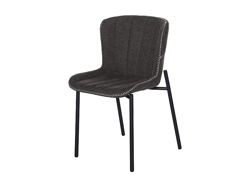 Chaise design tissu gris foncé et pieds métal noir Galia