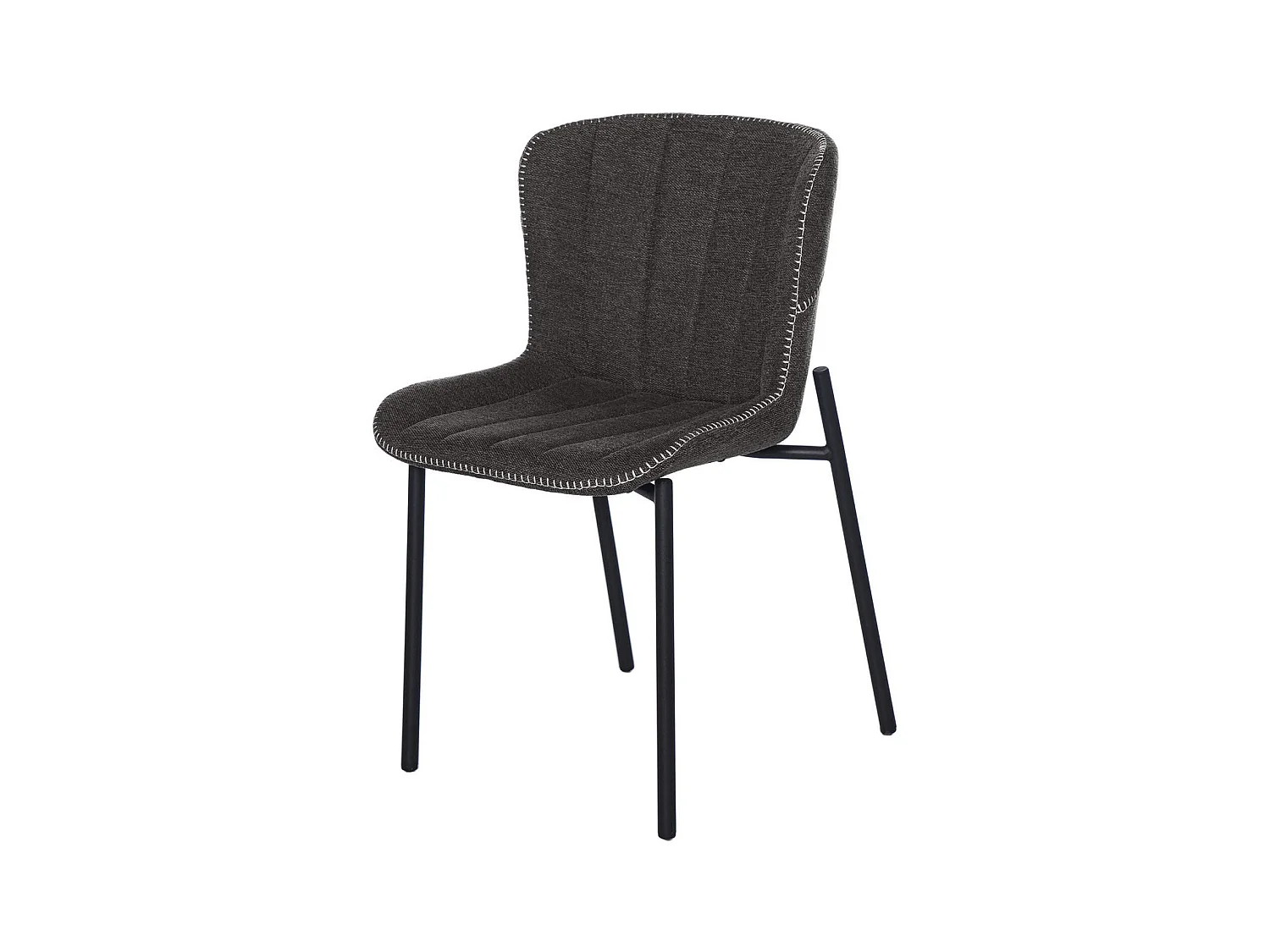 Chaise design tissu gris foncé et pieds métal noir Galia