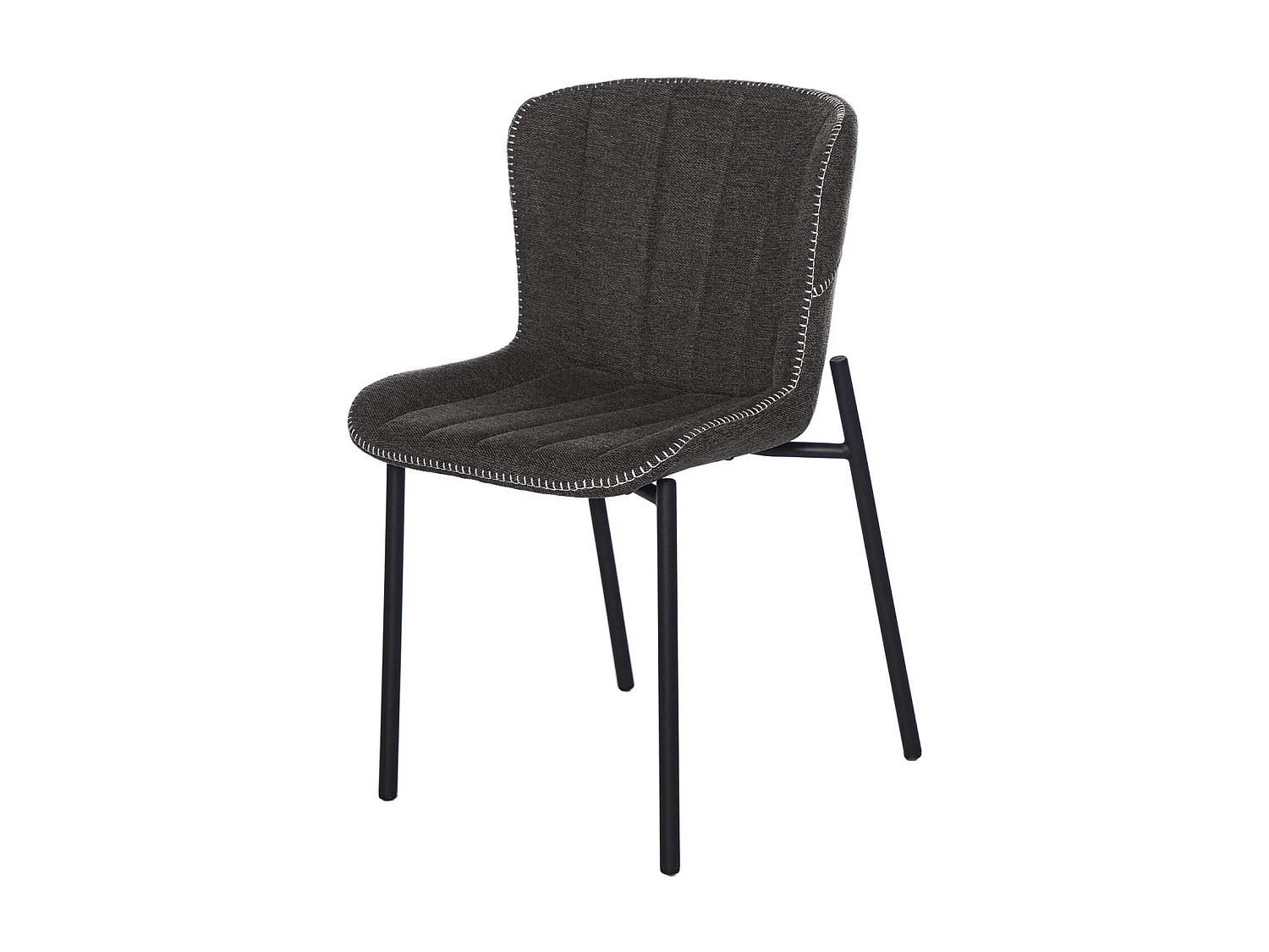 Chaise design tissu gris foncé et pieds métal noir Galia