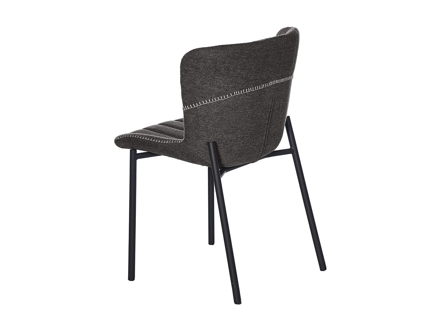 Chaise design tissu gris foncé et pieds métal noir Galia