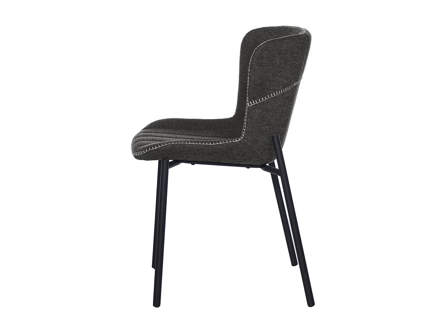 Chaise design tissu gris foncé et pieds métal noir Galia