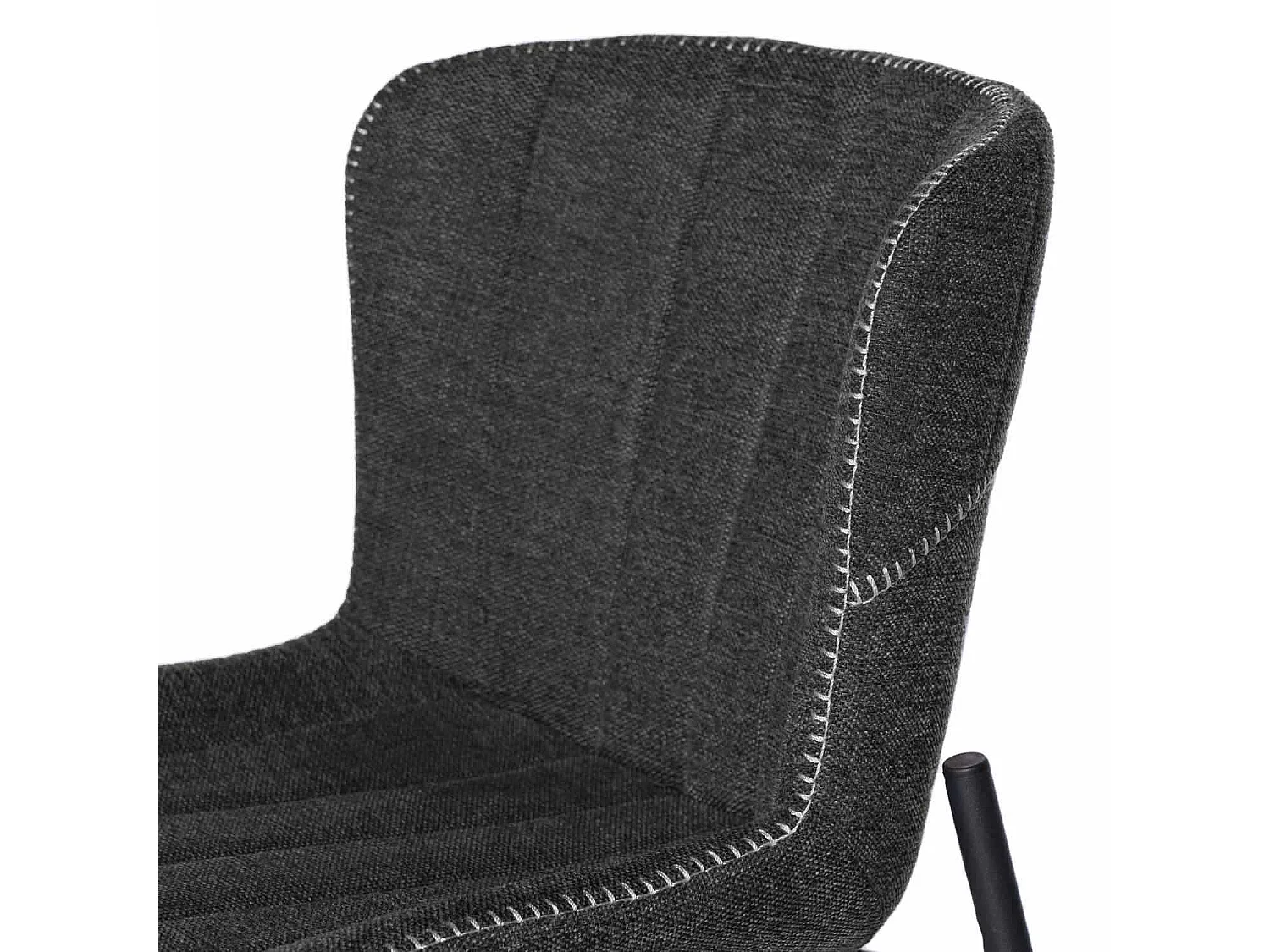Chaise design tissu gris foncé et pieds métal noir Galia