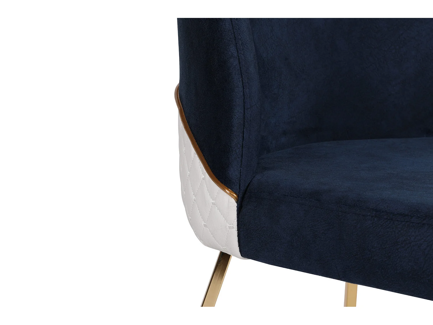 Skyma design marineblauwe fluwelen stoel en gouden poten - Set van 2