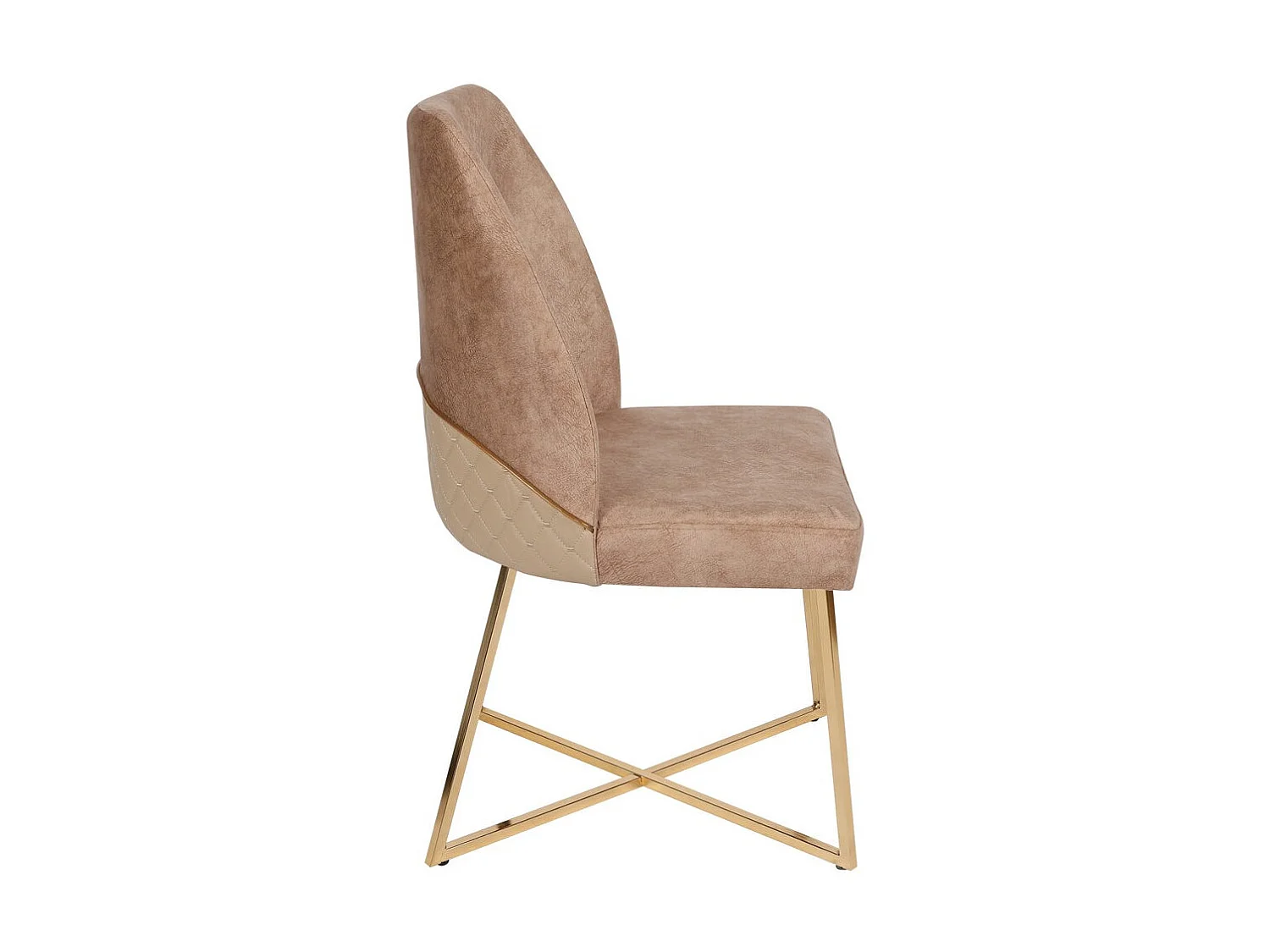 Chaise design velours marron clair et pieds doré Skyma - Lot de 2