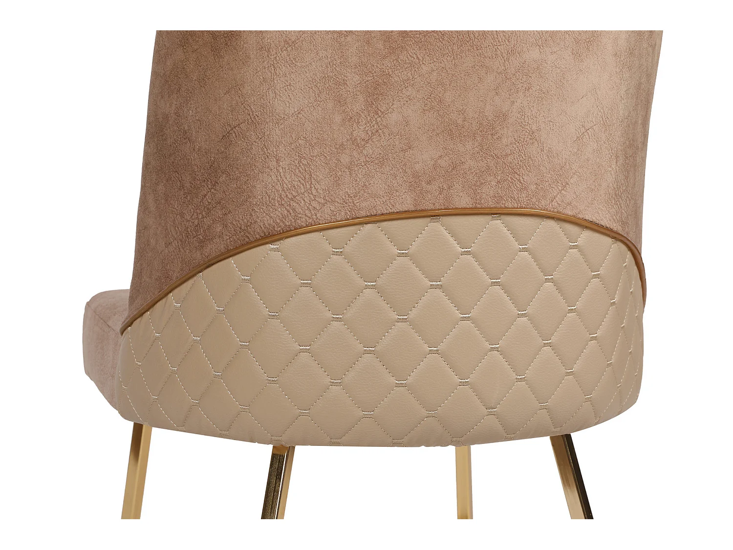 Chaise design velours marron clair et pieds doré Skyma - Lot de 2