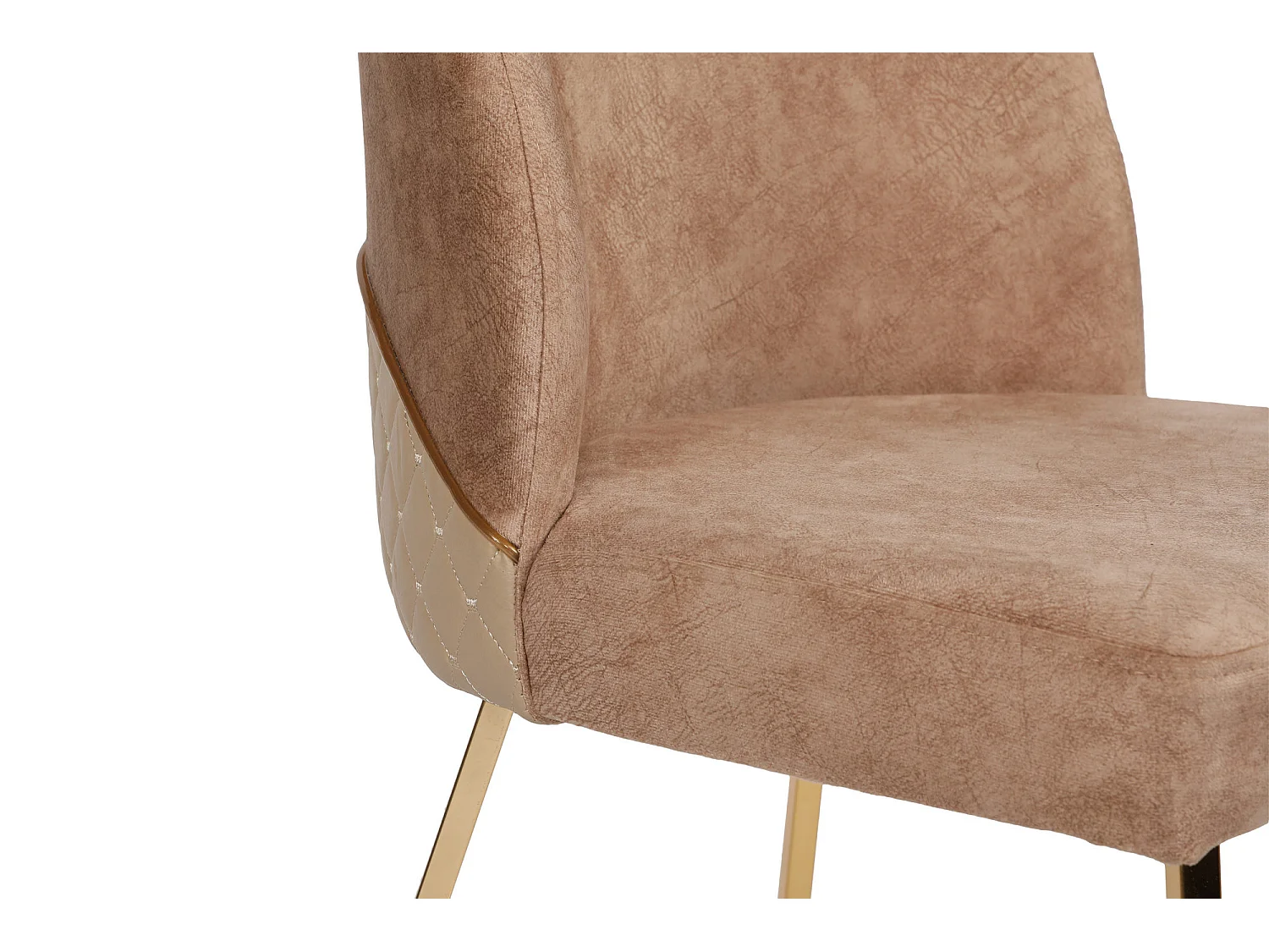 Chaise design velours marron clair et pieds doré Skyma - Lot de 2