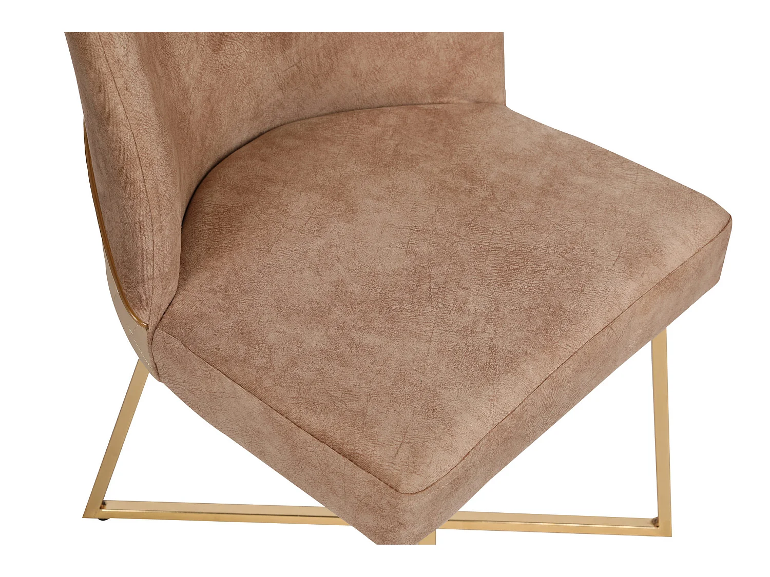 Chaise design velours marron clair et pieds doré Skyma - Lot de 2