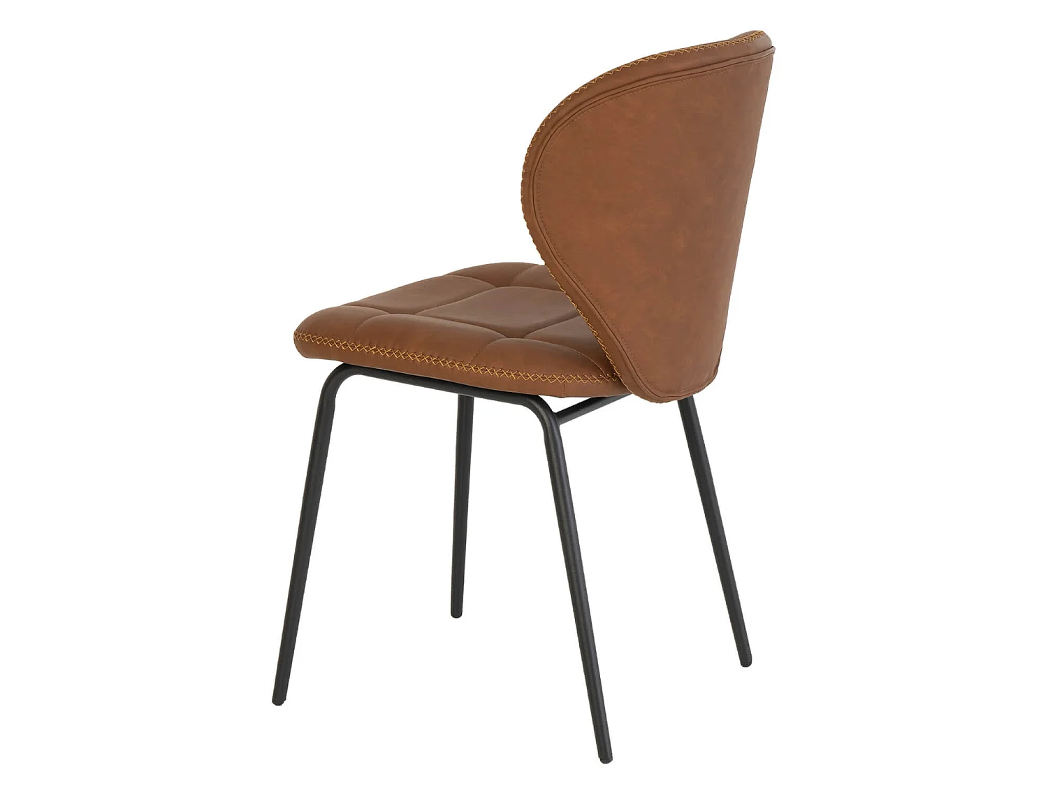 Chaise industrielle similicuir marron et pieds métal noir Dika