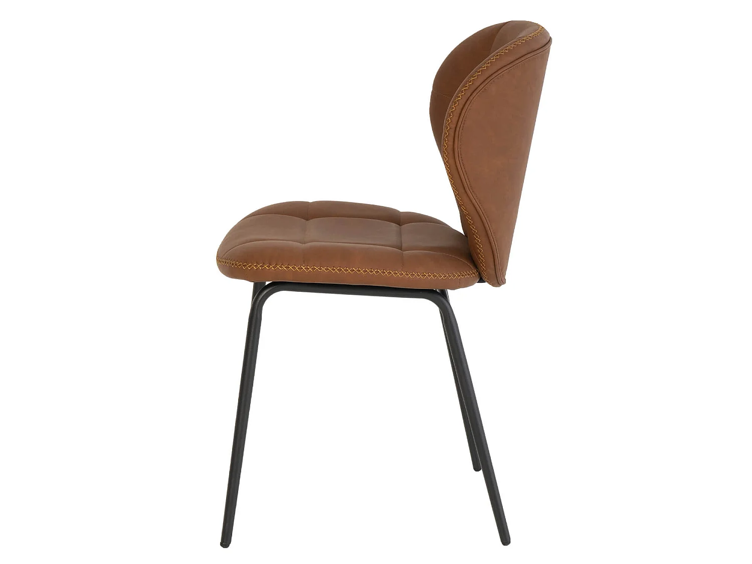 Chaise industrielle similicuir marron et pieds métal noir Dika