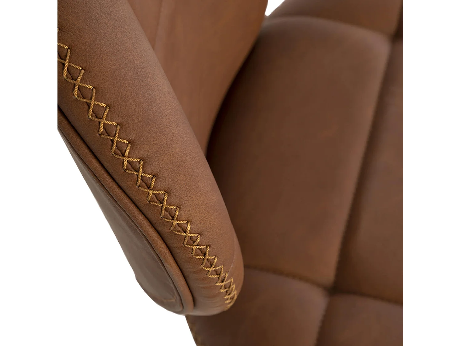 Chaise industrielle similicuir marron et pieds métal noir Dika