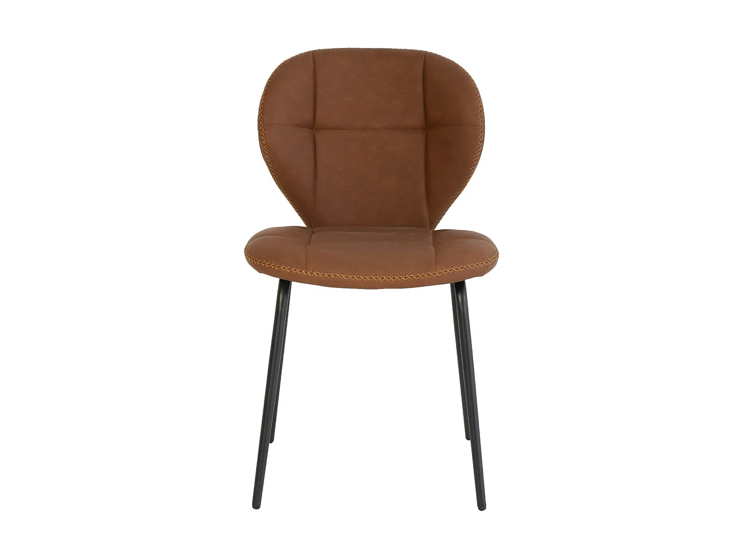 Chaise industrielle similicuir marron et pieds métal noir Dika