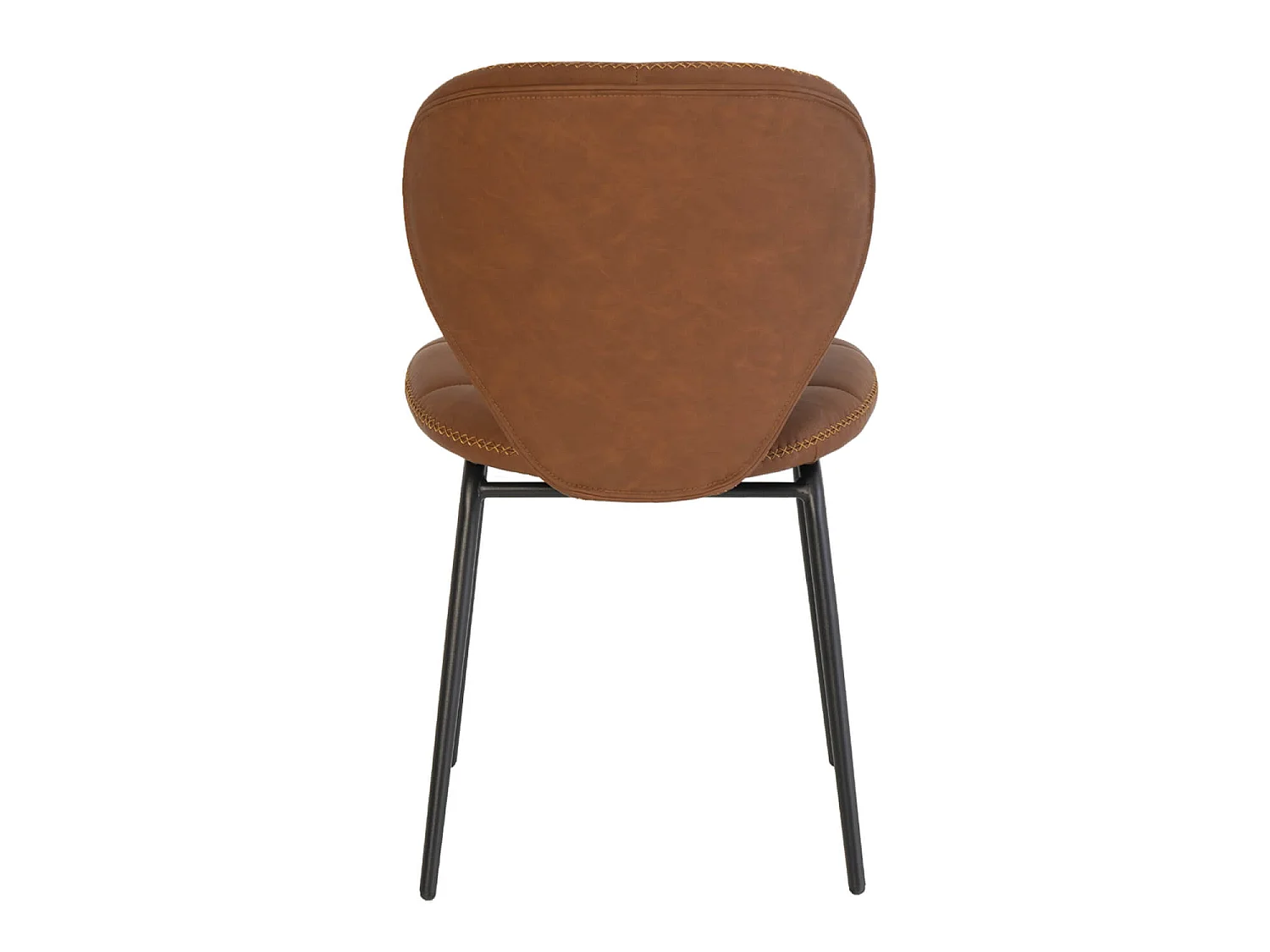 Chaise industrielle similicuir marron et pieds métal noir Dika