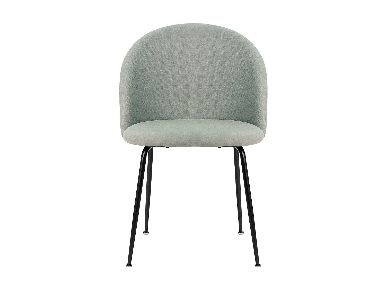 Chaise moderne tissu vert menthe rembourré et pieds métal noir Louba