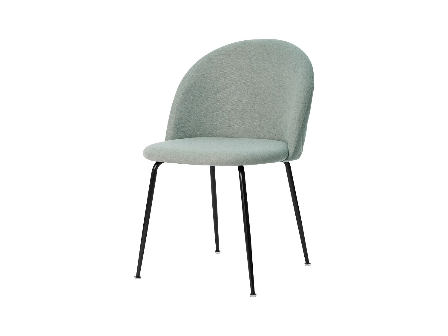 Chaise moderne tissu vert menthe rembourré et pieds métal noir Louba