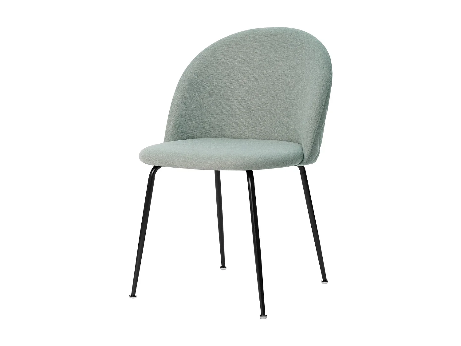 Chaise moderne tissu vert menthe rembourré et pieds métal noir Louba