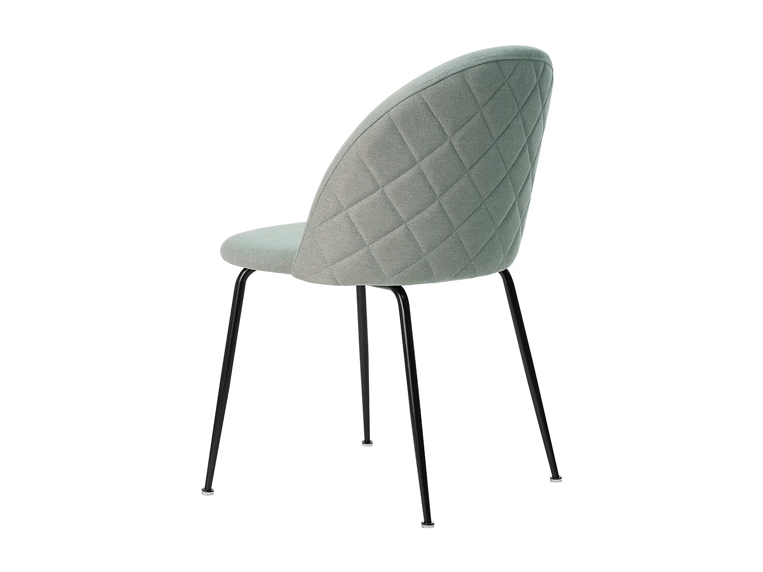 Chaise moderne tissu vert menthe rembourré et pieds métal noir Louba