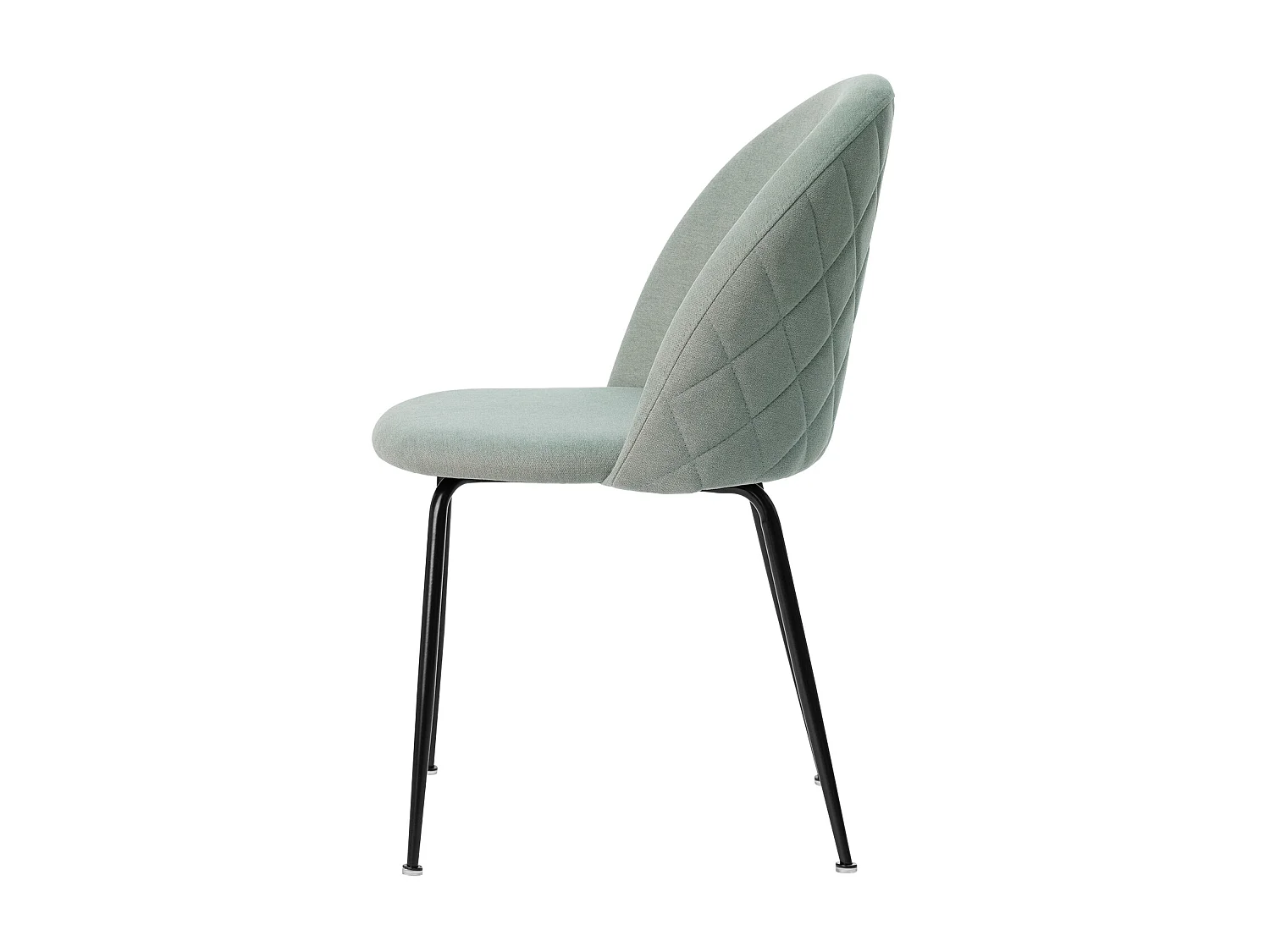 Chaise moderne tissu vert menthe rembourré et pieds métal noir Louba