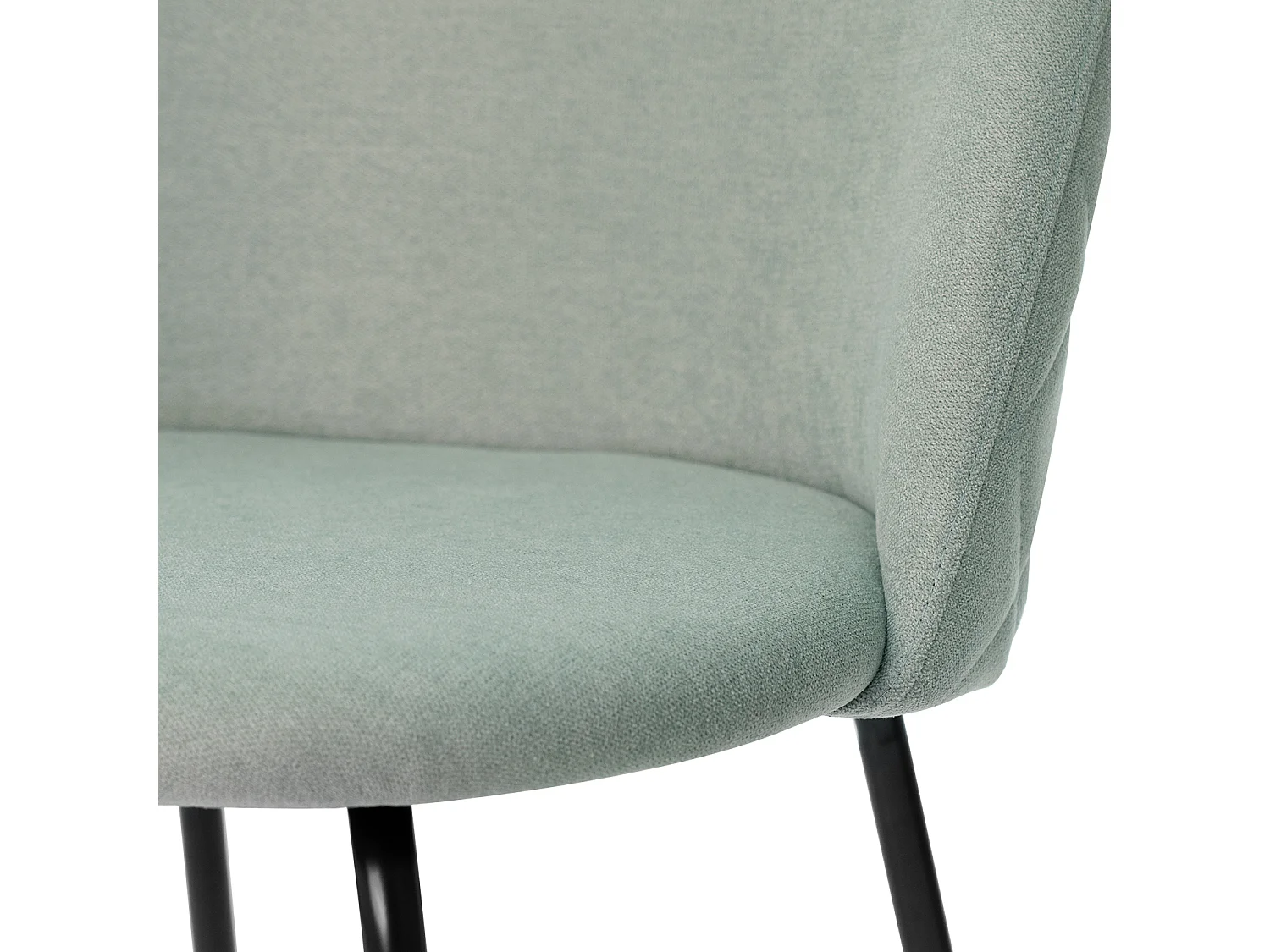 Chaise moderne tissu vert menthe rembourré et pieds métal noir Louba