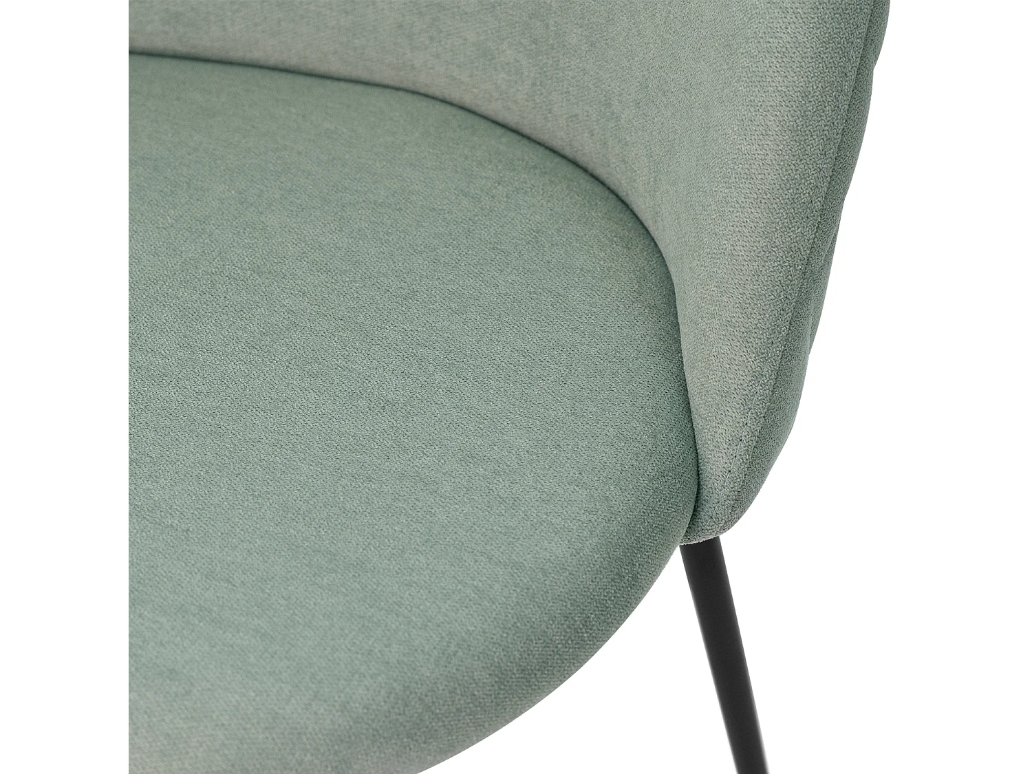 Chaise moderne tissu vert menthe rembourré et pieds métal noir Louba