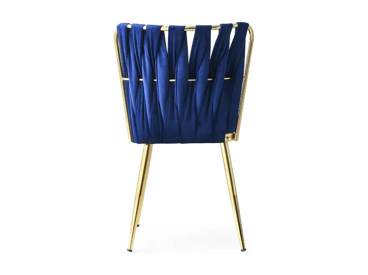 Chaise design velours bleu nuit et pieds doré Ribaldi - Lot de 2