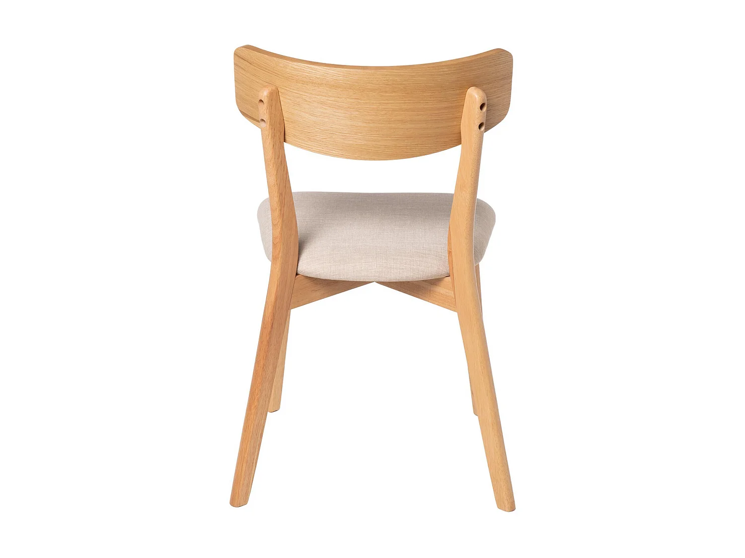 Chaise en bois de chêne et tissu beige clair Reka