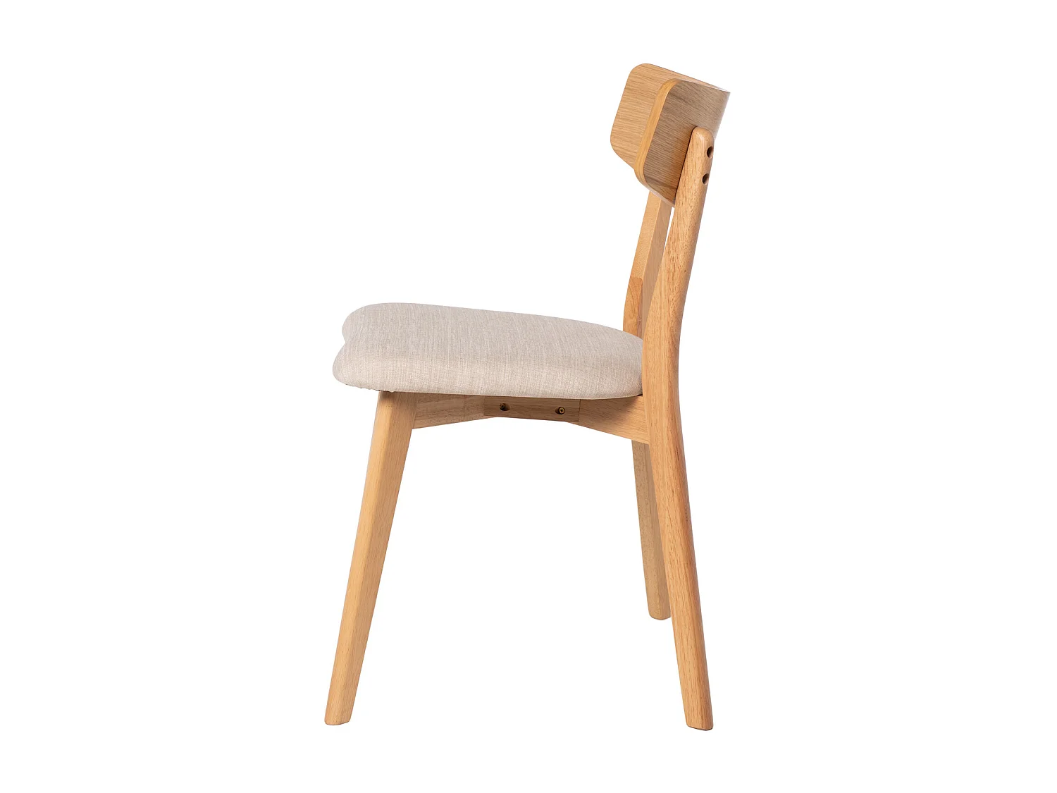 Chaise en bois de chêne et tissu beige clair Reka