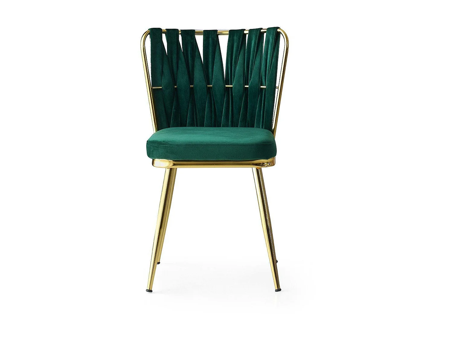 Chaise design velours vert et pieds doré Ribaldi - Lot de 2