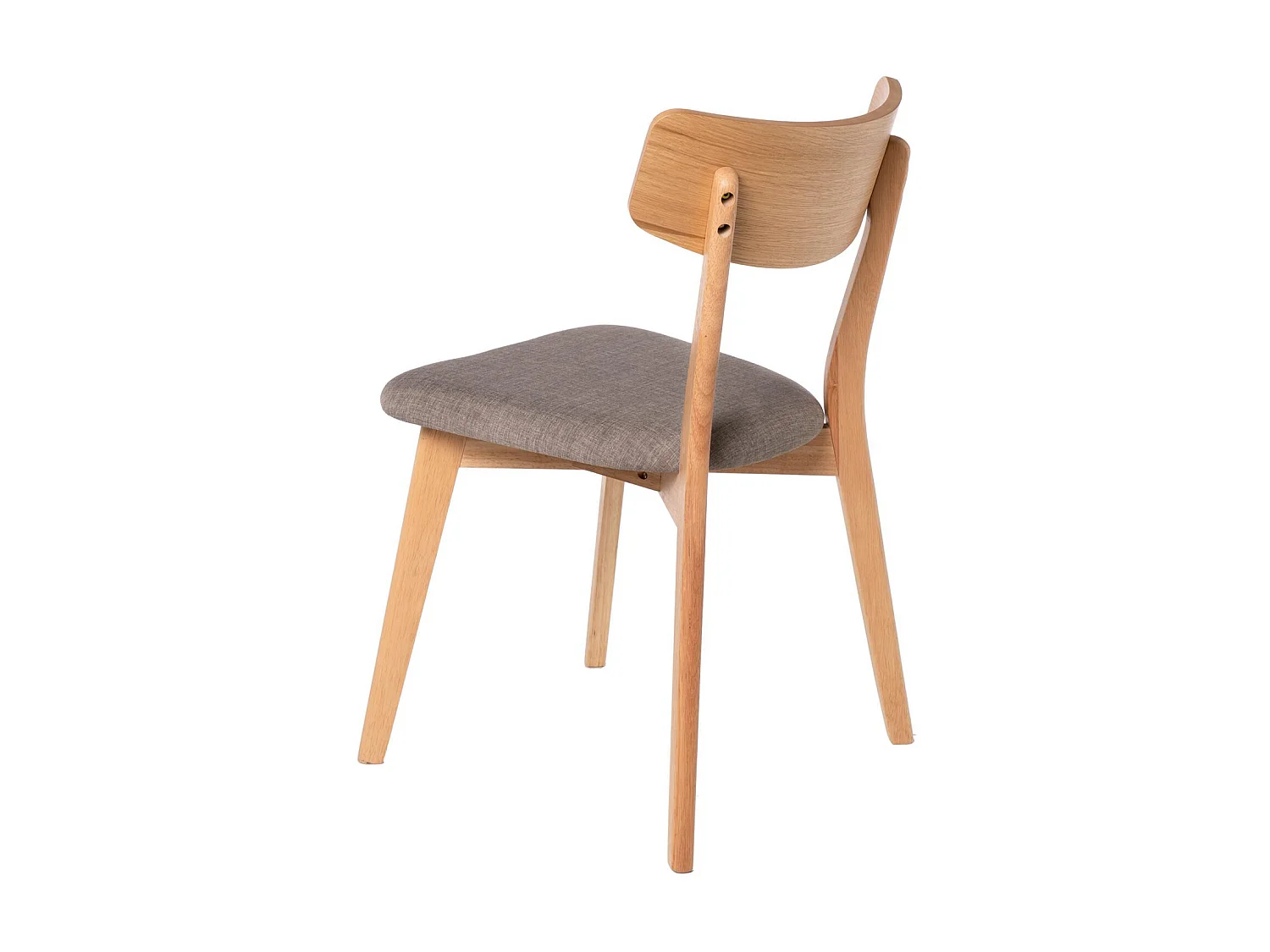 Chaise en bois de chêne et tissu gris clair Reka