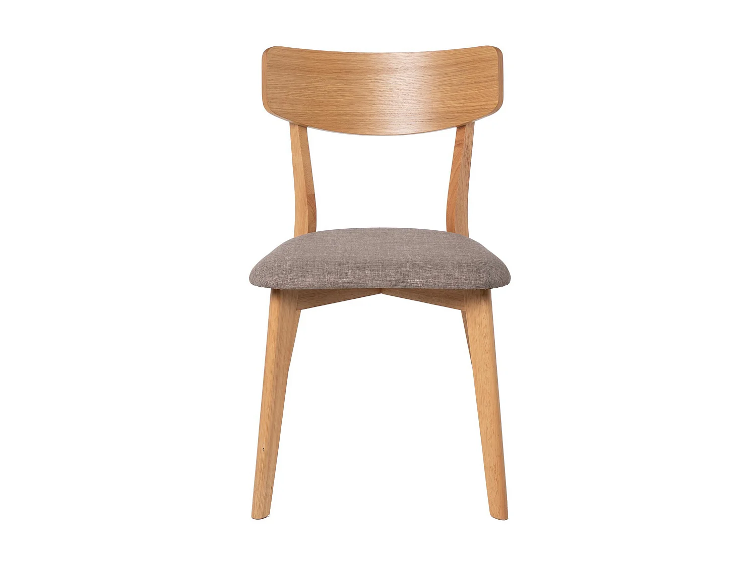 Chaise en bois de chêne et tissu gris clair Reka