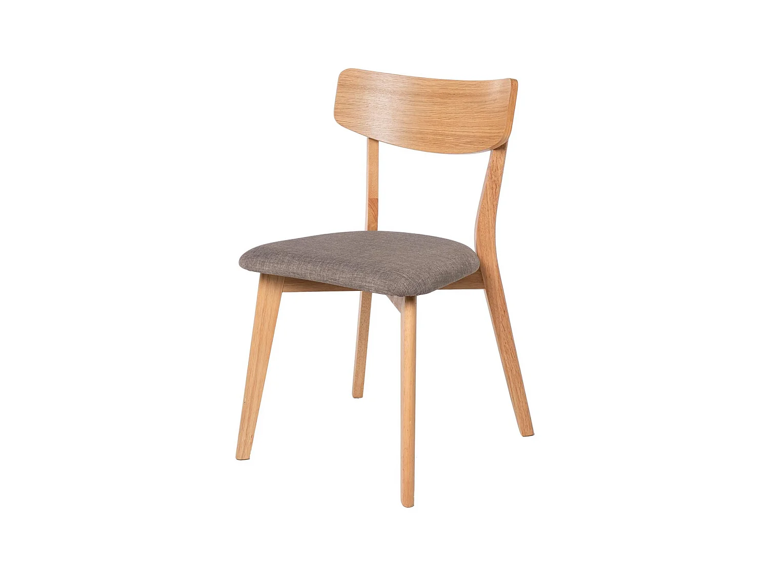 Chaise en bois de chêne et tissu gris clair Reka