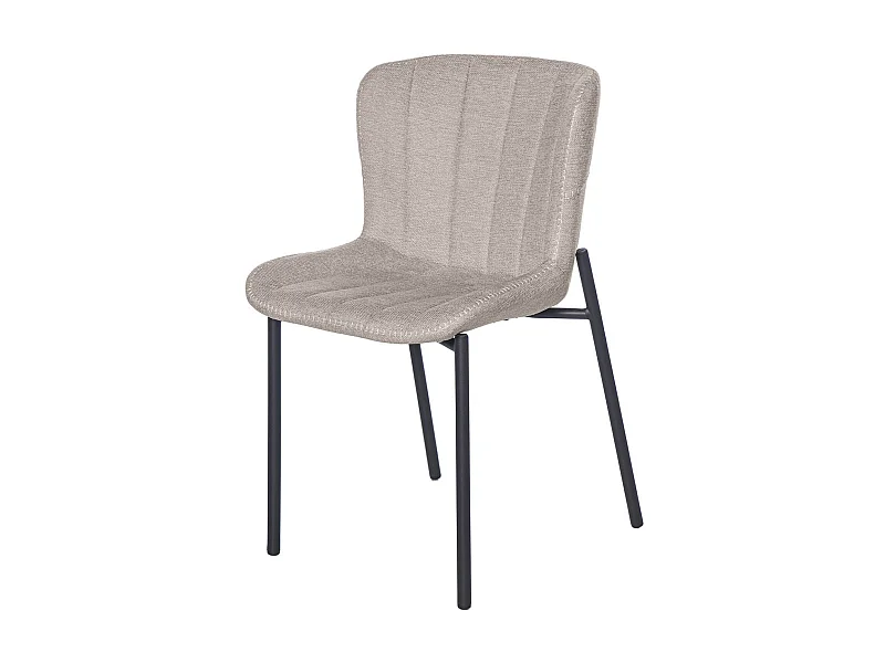 Chaise design tissu gris clair et pieds métal noir Galia