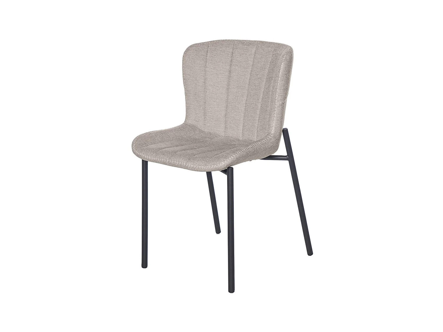 Chaise design tissu gris clair et pieds métal noir Galia