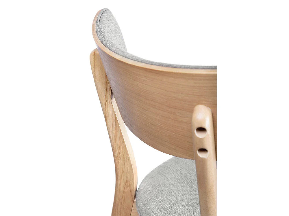Chaise en bois et tissu Bonka – Élégance et confort-Couleur Naturel/Gris